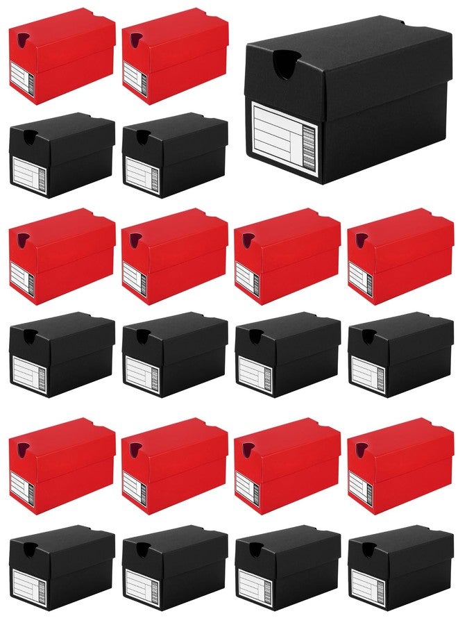Foxtell 24 Pack Mini Sneaker Boxes for Party Favors 4.7 x 2.5 x 2 Inch Mini Shoe Gifts Boxes for Candies Cookies Snacks Sports Small Gift Case with Label for Wedding , Holiday, Birthday Party Favor (Black & Red) - Image 1
